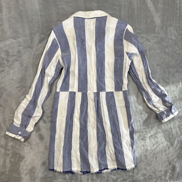 Tommy Bahama Women Size S Linen Shirt Beach Stripe Rugby Boyfriend Swim Coverup - Picture 8 of 8